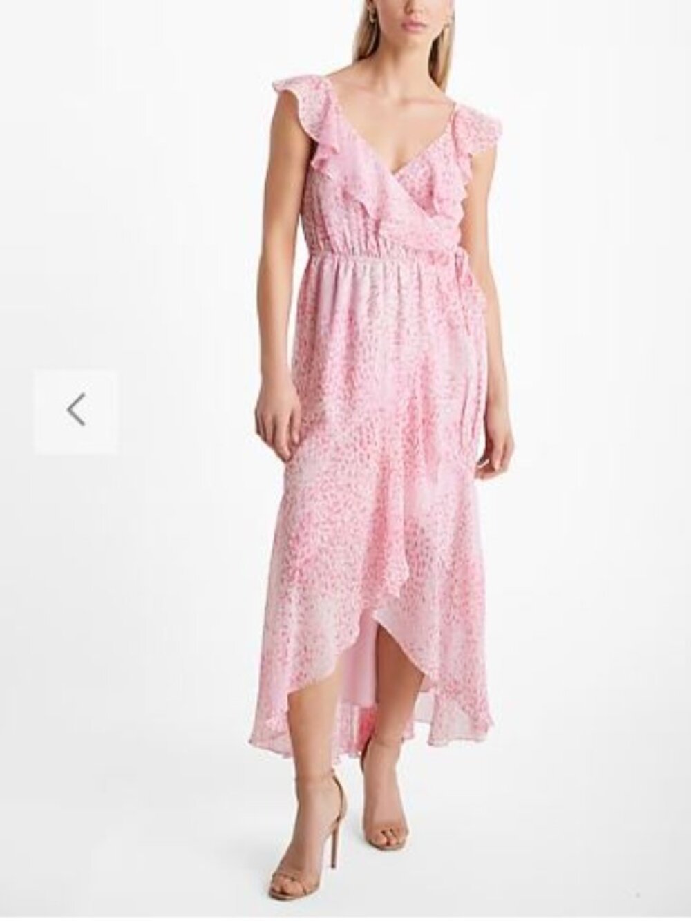 NWT Printed V-Neck Flutter Sleeve Ruffle Surplice Maxi Dress
